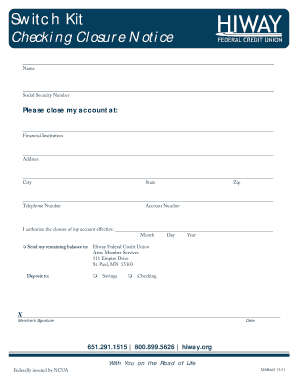 Checking Account Closure Notice