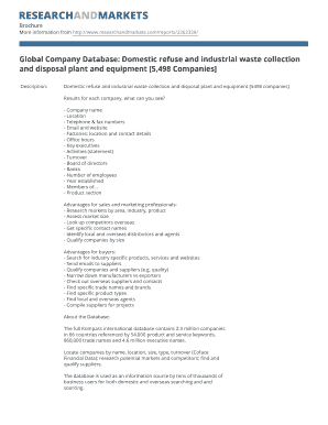 Global Waste Management Company Database Order Form