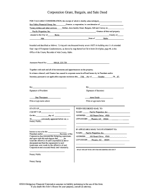 Corporation Grant Bargain and Sale Deed