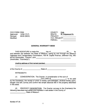 Missouri General Warranty Deed