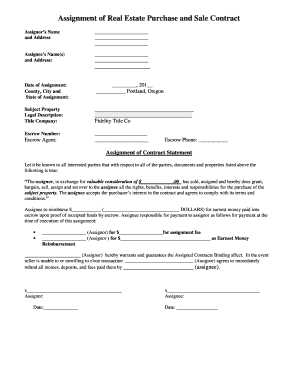 Assignment of Real Estate Purchase and Sale Contract