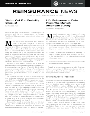 Christmas newsletter samples - Reinsurance News August 2003 Issue No 52 Full version of Reinsurance News August 2003 Issue No 52 - soa