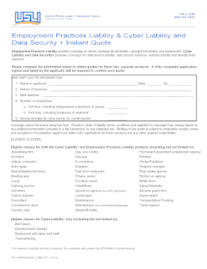 USLI Employment Practices and Cyber Liability Quote Form