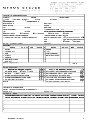Personal Inland Marine Insurance Application