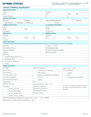 Vacant Dwelling Application