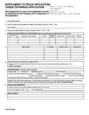 Cargo Coverage Application Supplement