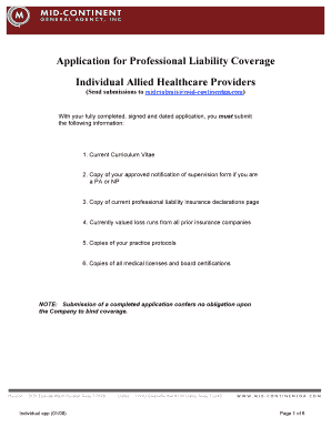 Application for Professional Liability Coverage
