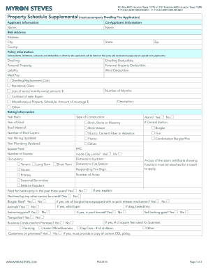 Property Schedule Supplemental Form