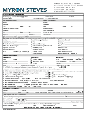 Mobile Home Insurance Application