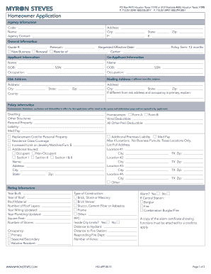Texas Homeowners Insurance Application