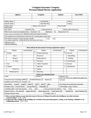 Personal Inland Marine Application