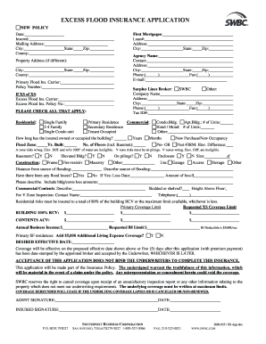 Excess Flood Insurance Application