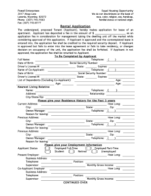 Rental Application Form