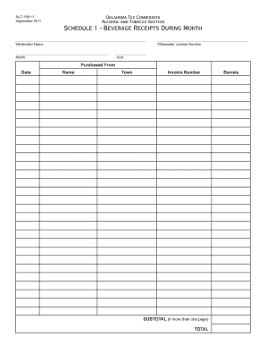 Oklahoma Alcohol Beverage Receipts Form