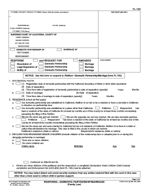 Response to Domestic Partnership or Marriage Petition