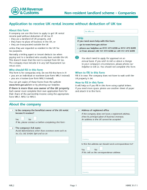 UK Non-Resident Landlord Scheme Application for Companies