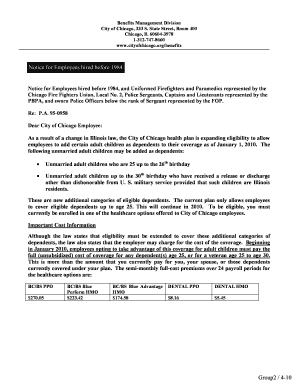 Chicago Adult Child Health Coverage Form