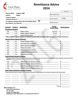 Remittance Advice Form 1141