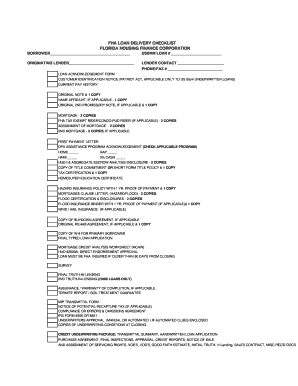 FHA Loan Delivery Checklist