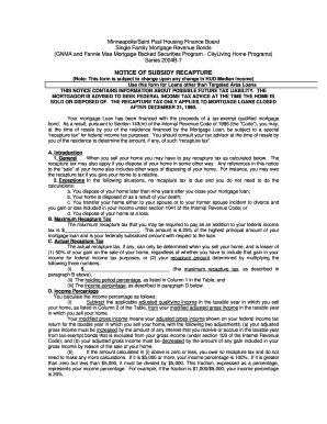 Notice of Subsidy Recapture