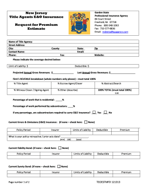 Title Agents E&O Insurance Request Form