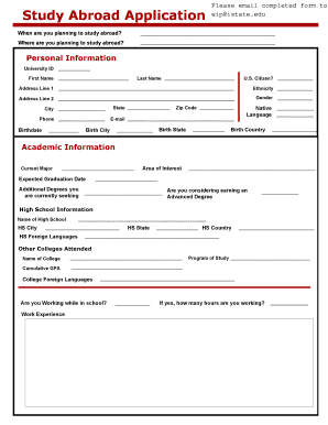 Study Abroad Application Form