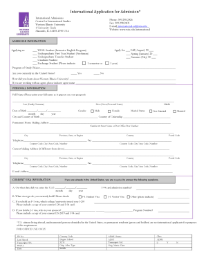 International Application for Admission