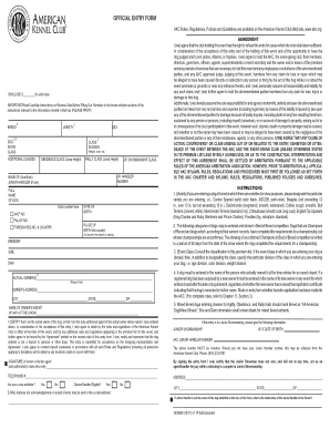 AKC Dog Show Entry Form