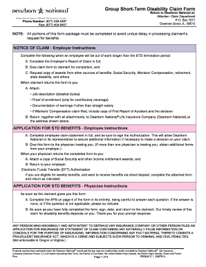 Group Short-Term Disability Claim Form