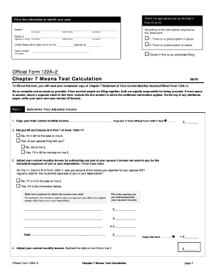 Chapter 7 Means Test Calculation Form