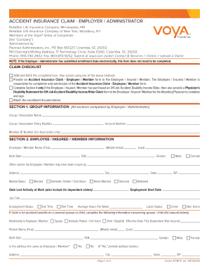 Accident Insurance Claim - Employer / Administrator