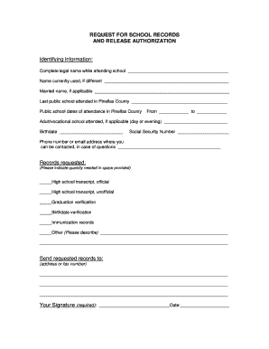 Request for School Records and Release Authorization