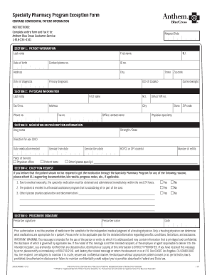 Specialty Pharmacy Program Exception Form