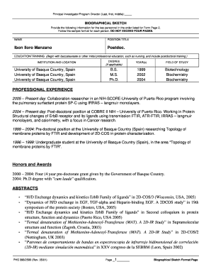 Biographical Sketch Form