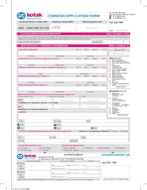 Kotak Mahindra Mutual Fund Application Form
