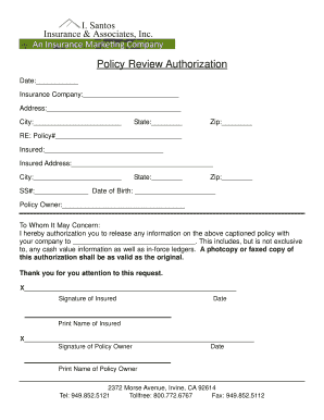 Policy Review Authorization Form
