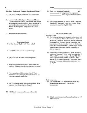 Haydn and Mozart Study Guide