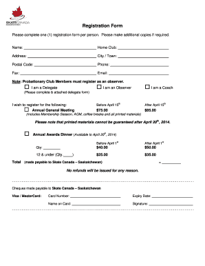 Skate Canada Registration Form