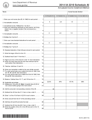 Iowa Annualized Income Installment Method Form