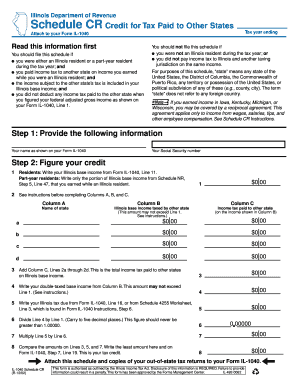 Illinois Schedule CR Tax Credit Form