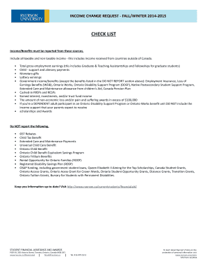 Income Change Request Form