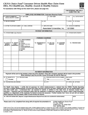 CIGNA Choice Fund R Consumer Driven Health Plan Claim Form