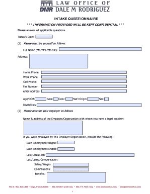 Employment Intake Questionnaire