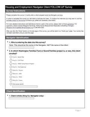 Housing and Employment Navigator Client Follow-Up Survey