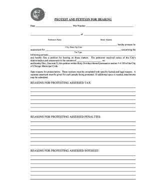 Protest and Petition for Hearing