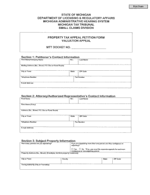 Michigan Property Tax Appeal Petition Form