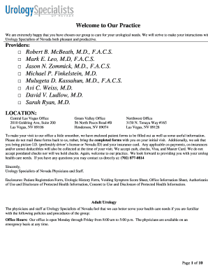 Urology Specialists of Nevada Patient Registration Form