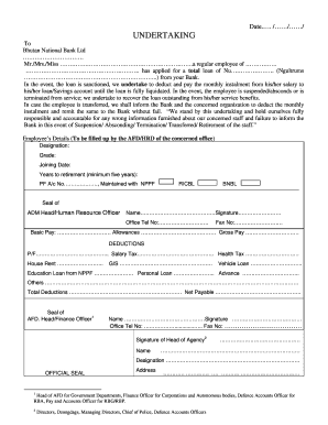 Bhutan National Bank Loan Undertaking