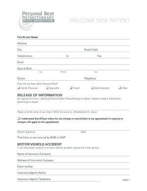 Personal Best Physiotherapy Consent Form