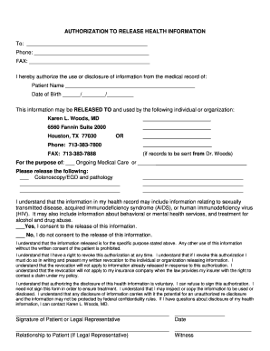 Authorization to Release Health Information